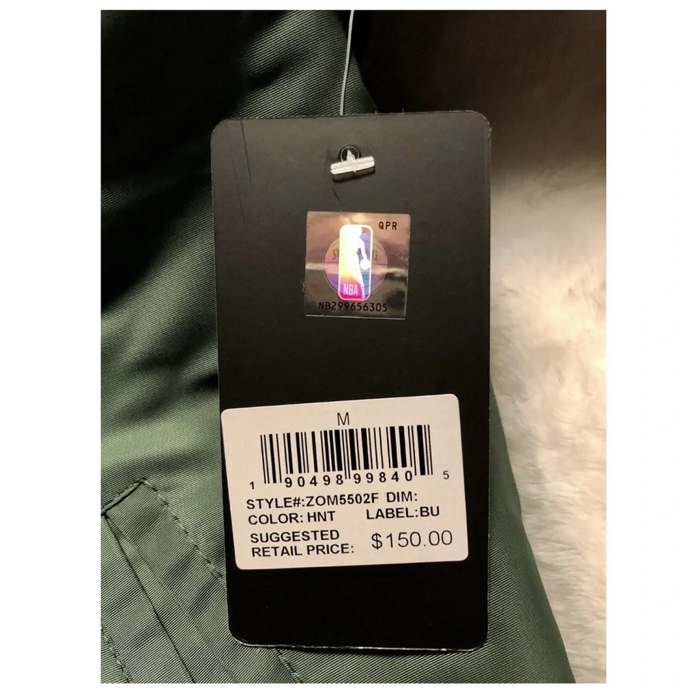 NBA Official Bomber Jacket Green With Orange Inside Brand New $150 Retail Size M - Picture 6 of 6
